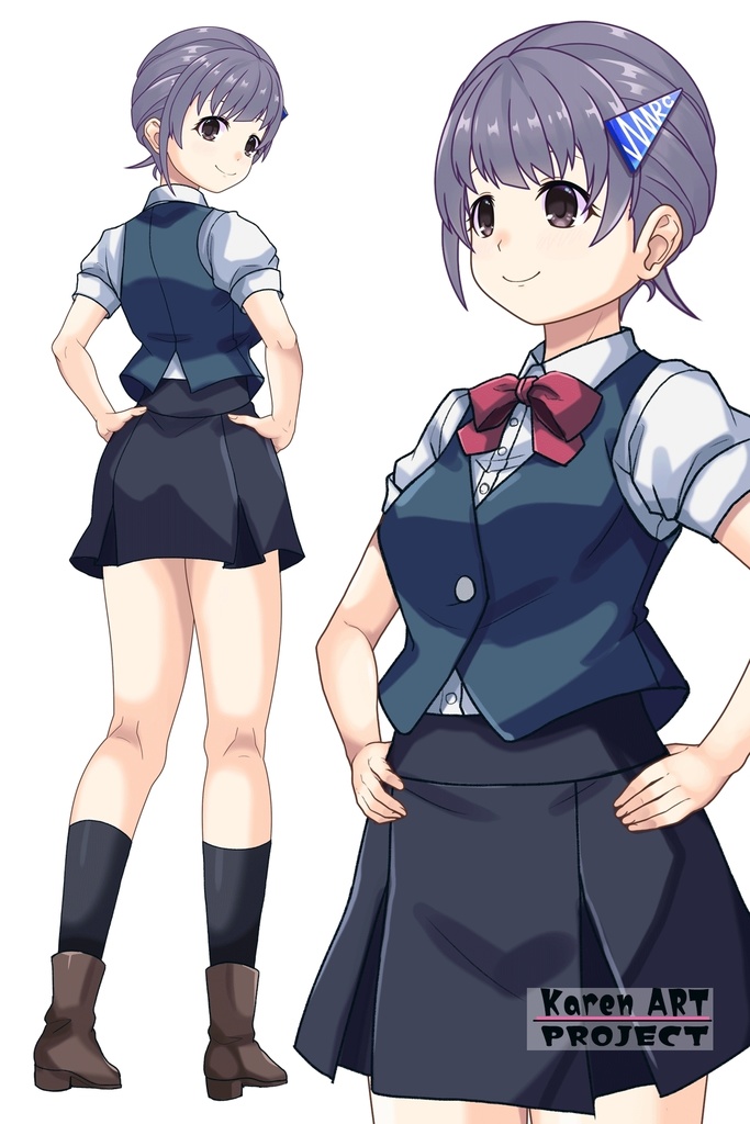 ゆりちゃん+白崎イリスの制服【Classroom☆Crisis 03】 斜め前・背面アングル Yuri is wearing Iris Shirasaki's School Uniform 【Classroom☆Crisis 03】 Diagonal front angle & Back Angle