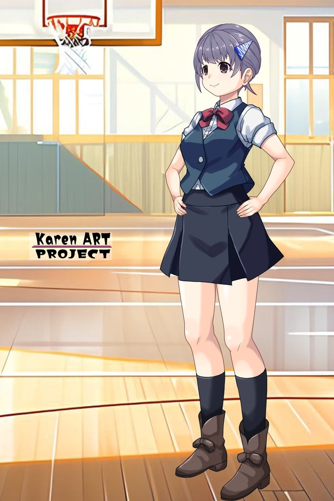 ゆりちゃん+白崎イリスの制服【Classroom☆Crisis 03】 斜め前・背面アングル Yuri is wearing Iris Shirasaki's School Uniform 【Classroom☆Crisis 03】 Diagonal front angle & Back Angle