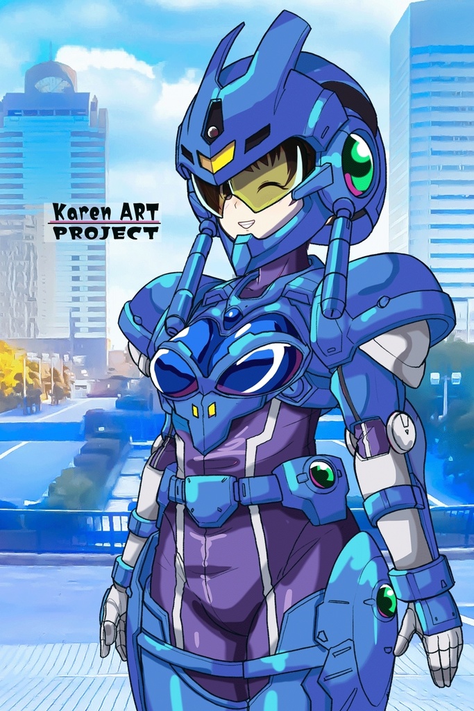 ゆりちゃん+アニス・ファームの装備 ゆりオリジナルカラー【超音戦士ボーグマン01】 斜め前アングル Yuri is wearing Anice Farm's Powered Suit Yuri Original Color【Sonic Soldier Borgman01】Diagonal front angle
