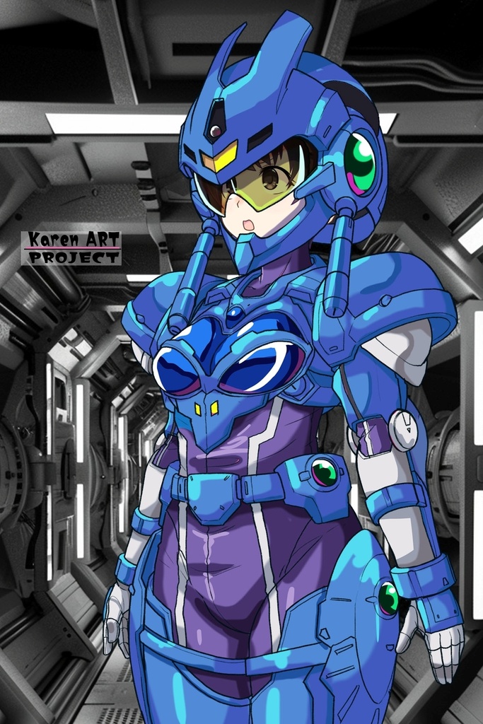 ゆりちゃん+アニス・ファームの装備 ゆりオリジナルカラー【超音戦士ボーグマン01】 斜め前アングル Yuri is wearing Anice Farm's Powered Suit Yuri Original Color【Sonic Soldier Borgman01】Diagonal front angle