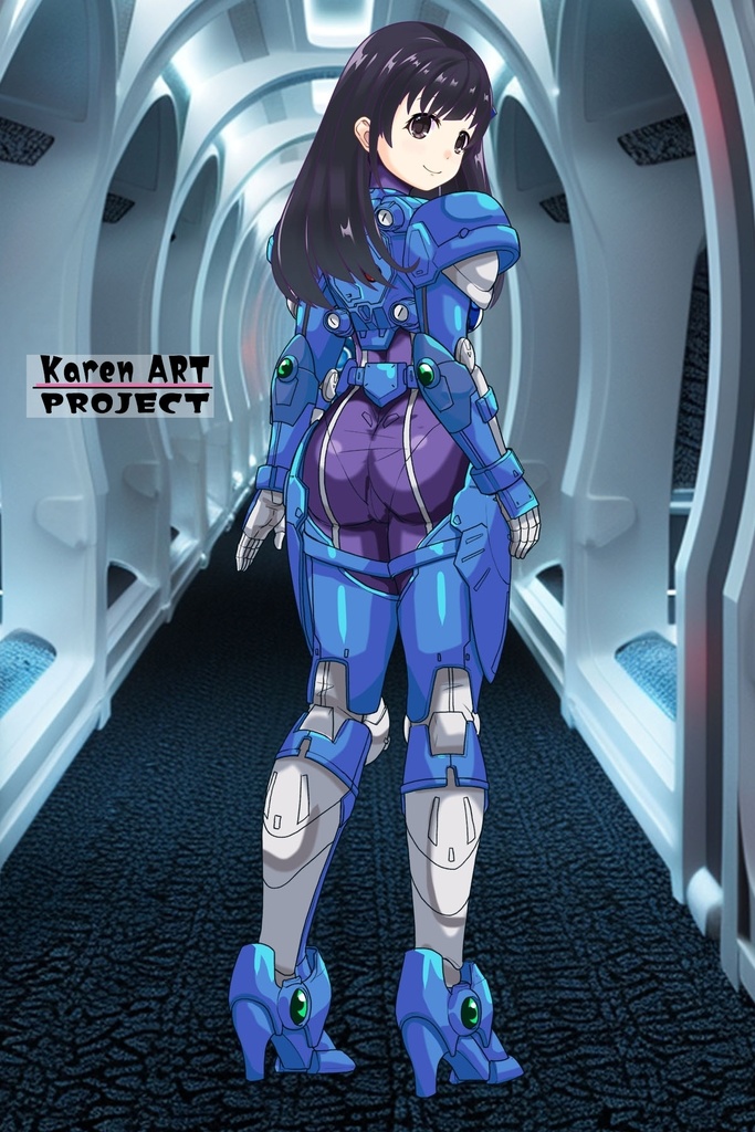 ゆりちゃん+アニス・ファームの装備 ゆりオリジナルカラー【超音戦士ボーグマン02】背面アングル Yuri is wearing Anice Farm's Powered Suit Yuri Original Color【Sonic Soldier Borgman02】Back Angle