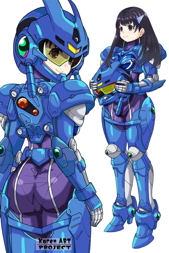 ゆりちゃん+アニス・ファームの装備 ゆりオリジナルカラー【超音戦士ボーグマン02】背面アングル Yuri is wearing Anice Farm's Powered Suit Yuri Original Color【Sonic Soldier Borgman02】Back Angle