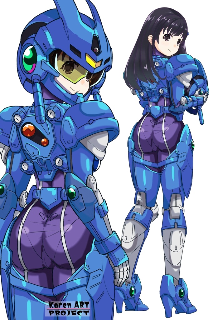 ゆりちゃん+アニス・ファームの装備 ゆりオリジナルカラー【超音戦士ボーグマン02】背面アングル Yuri is wearing Anice Farm's Powered Suit Yuri Original Color【Sonic Soldier Borgman02】Back Angle