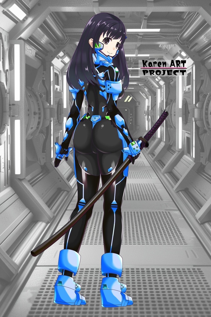 ゆりちゃん+衛士強化装備【トータル・イクリプス 03】背面アングル Yuri is wearing Guard Reinforcement Equipment【TOTAL ECLIPSE 03】Back Angle