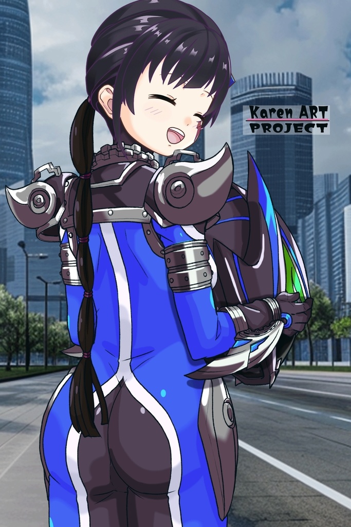 ゆりちゃん+サキュバスのバトルスーツ 【特捜戦隊デカレンジャー02】 背面アングル Yuri is wearing Succubus's battle Suit【Power Rangers Tokusou Sentai Dekaranger 02】Back Angle