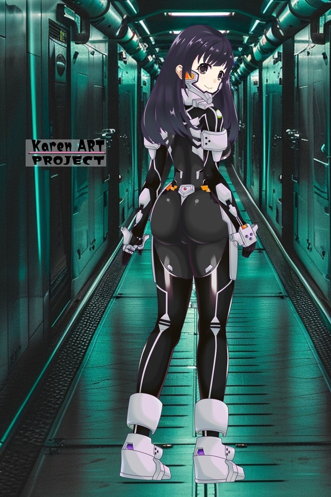 ゆりちゃん+衛士強化装備(甲斐志摩子カラー)【トータル・イクリプス 06】背面アングル Yuri is wearing Guard Reinforcement Equipment(Shimako Kai's Color)【TOTAL ECLIPSE 06】Back Angle