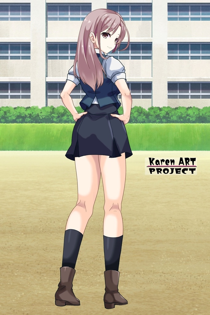 カレンちゃん+白崎イリスの制服【Classroom☆Crisis 03】 斜め前・背面アングル Karen is wearing Iris Shirasaki's School Uniform 【Classroom☆Crisis 03】 Diagonal front angle & Back Angle