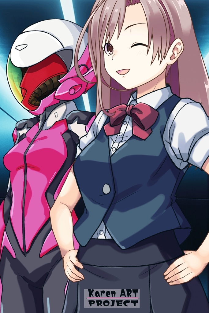 カレンちゃん+白崎イリスの制服【Classroom☆Crisis 03】 斜め前・背面アングル Karen is wearing Iris Shirasaki's School Uniform 【Classroom☆Crisis 03】 Diagonal front angle & Back Angle