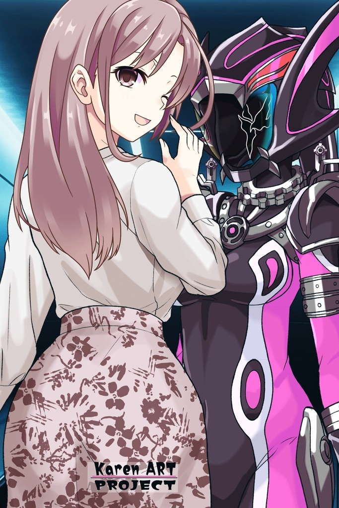 カレンちゃん+サキュバスのバトルスーツ 【特捜戦隊デカレンジャー01】 斜め前アングル Karen is wearing Succubus's battle Suit【Power Rangers Tokusou Sentai Dekaranger 01】Diagonal front angle
