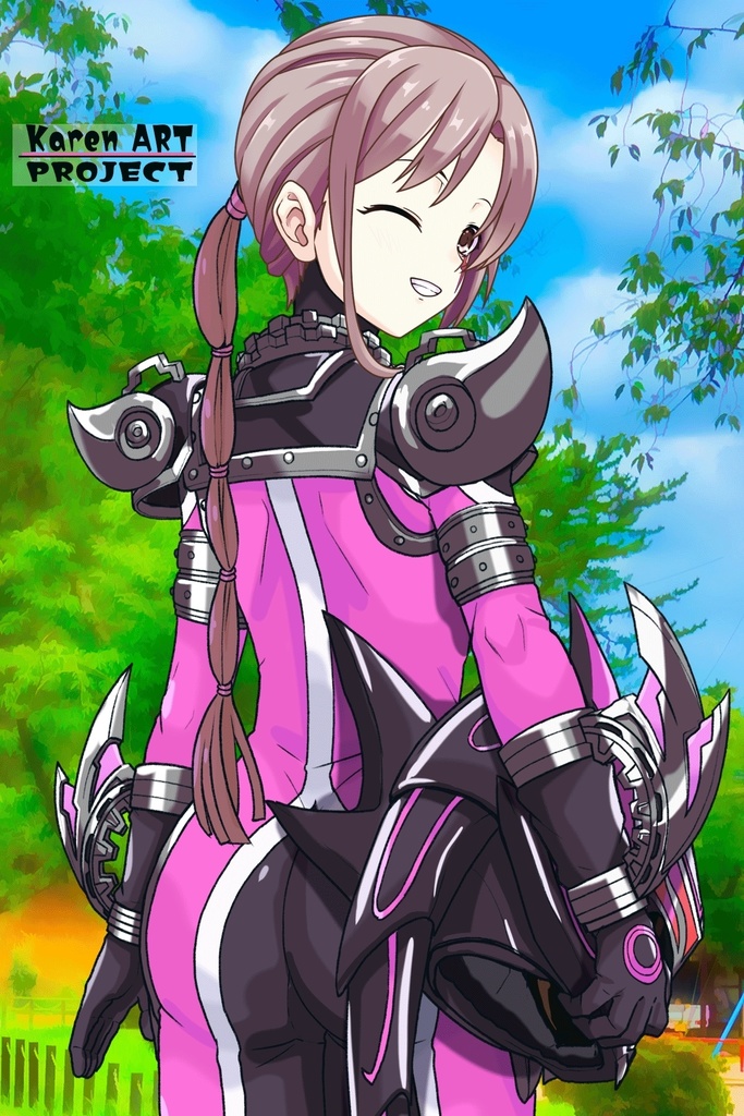 カレンちゃん+サキュバスのバトルスーツ 【特捜戦隊デカレンジャー02】 背面アングル Karen is wearing Succubus's battle Suit【Power Rangers Tokusou Sentai Dekaranger 02】Back Angle
