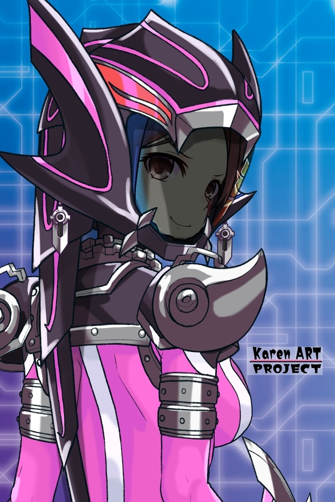 カレンちゃん+サキュバスのバトルスーツ 【特捜戦隊デカレンジャー02】 背面アングル Karen is wearing Succubus's battle Suit【Power Rangers Tokusou Sentai Dekaranger 02】Back Angle
