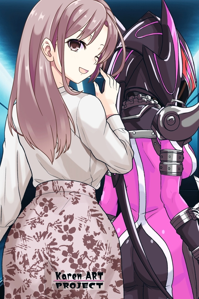 カレンちゃん+サキュバスのバトルスーツ 【特捜戦隊デカレンジャー02】 背面アングル Karen is wearing Succubus's battle Suit【Power Rangers Tokusou Sentai Dekaranger 02】Back Angle