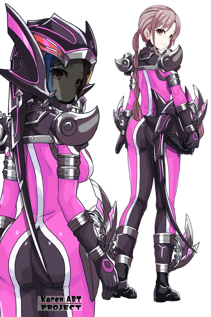 カレンちゃん+サキュバスのバトルスーツ 【特捜戦隊デカレンジャー02】 背面アングル Karen is wearing Succubus's battle Suit【Power Rangers Tokusou Sentai Dekaranger 02】Back Angle