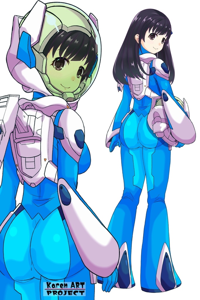 ゆりちゃん+ネーナ・トリニティーのノーマルスーツ【機動戦士ガンダム00】02 背面アングル Yuri is wearing Nena Trinity's Normal Suit【Mobile Suit Gundam 00】02 Back Angle