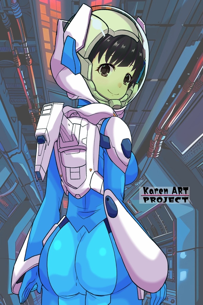 ゆりちゃん+ネーナ・トリニティーのノーマルスーツ【機動戦士ガンダム00】02 背面アングル Yuri is wearing Nena Trinity's Normal Suit【Mobile Suit Gundam 00】02 Back Angle