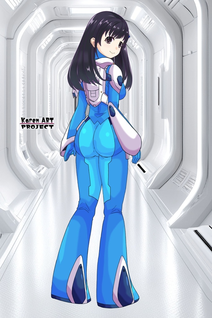 ゆりちゃん+ネーナ・トリニティーのノーマルスーツ【機動戦士ガンダム00】02 背面アングル Yuri is wearing Nena Trinity's Normal Suit【Mobile Suit Gundam 00】02 Back Angle