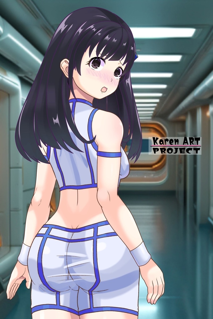 ゆりちゃん+ネーナ・トリニティーのインナースーツ【機動戦士ガンダム00】03 斜め前・背面アングル Yuri is wearing Nena Trinity's Inner Suit【Mobile Suit Gundam 00】03 Diagonal front angle & Back Angle