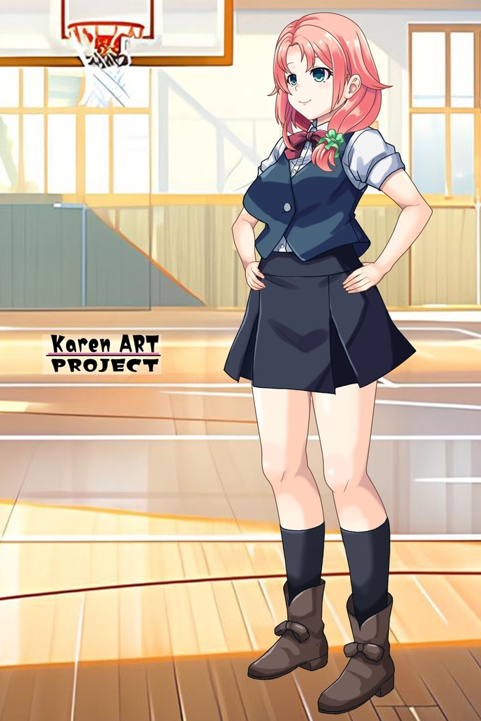 亜美ちゃん+白崎イリスの制服【Classroom☆Crisis 03】 斜め前・背面アングル Ami is wearing Iris Shirasaki's School Uniform 【Classroom☆Crisis 03】 Diagonal front angle & Back Angle