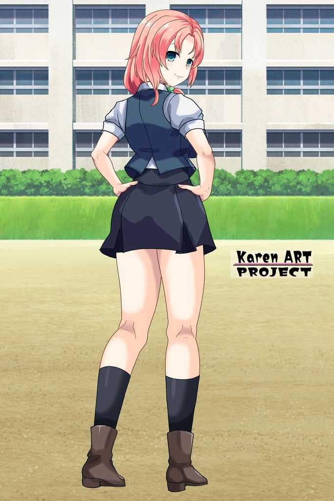 亜美ちゃん+白崎イリスの制服【Classroom☆Crisis 03】 斜め前・背面アングル Ami is wearing Iris Shirasaki's School Uniform 【Classroom☆Crisis 03】 Diagonal front angle & Back Angle