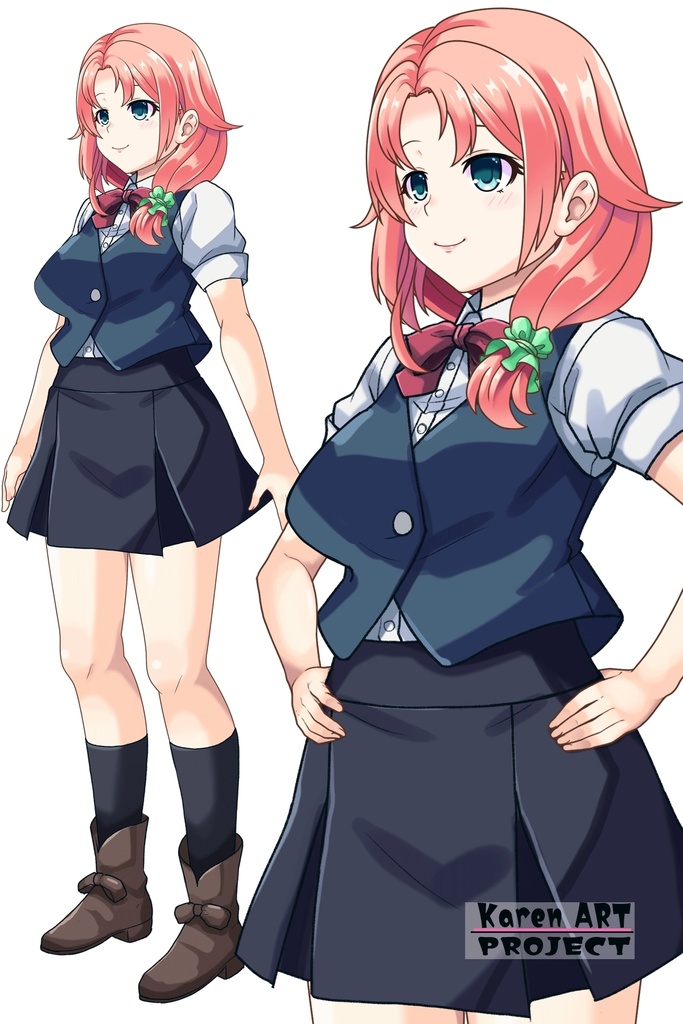 亜美ちゃん+白崎イリスの制服【Classroom☆Crisis 03】 斜め前・背面アングル Ami is wearing Iris Shirasaki's School Uniform 【Classroom☆Crisis 03】 Diagonal front angle & Back Angle