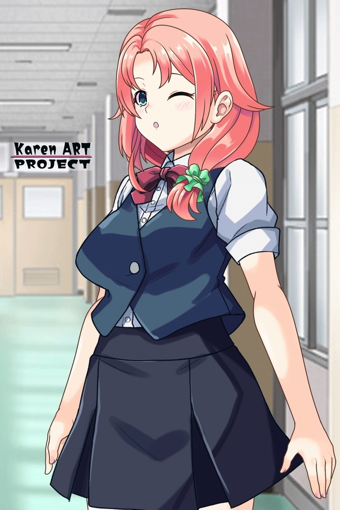 亜美ちゃん+白崎イリスの制服【Classroom☆Crisis 03】 斜め前・背面アングル Ami is wearing Iris Shirasaki's School Uniform 【Classroom☆Crisis 03】 Diagonal front angle & Back Angle