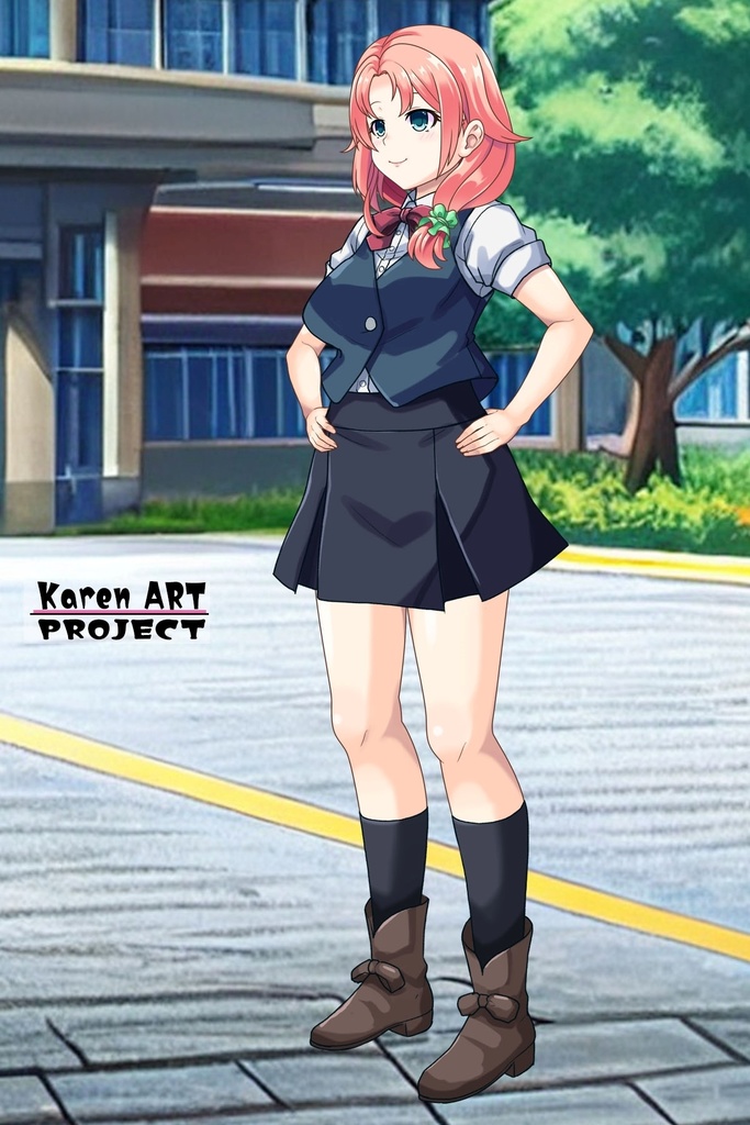 亜美ちゃん+白崎イリスの制服【Classroom☆Crisis 03】 斜め前・背面アングル Ami is wearing Iris Shirasaki's School Uniform 【Classroom☆Crisis 03】 Diagonal front angle & Back Angle