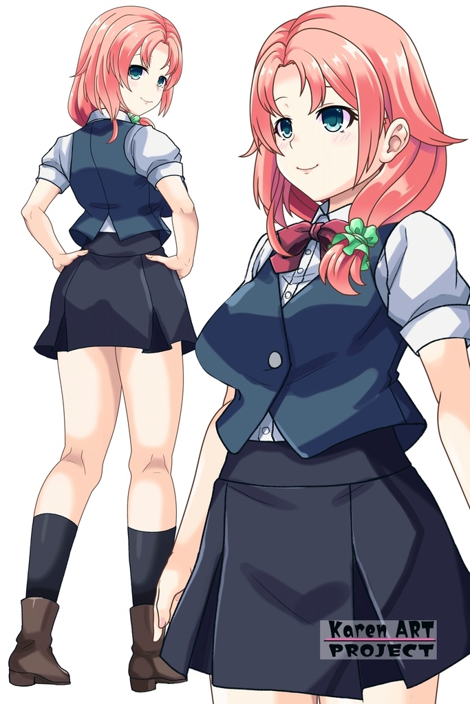 亜美ちゃん+白崎イリスの制服【Classroom☆Crisis 03】 斜め前・背面アングル Ami is wearing Iris Shirasaki's School Uniform 【Classroom☆Crisis 03】 Diagonal front angle & Back Angle