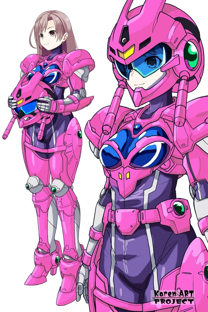 カレンちゃん+アニス・ファームの装備 カレンオリジナルカラー【超音戦士ボーグマン04】 斜め前アングル Karen is wearing Anice Farm's Powered Suit Karen Original Color【Sonic Soldier Borgman04】Diagonal front angle