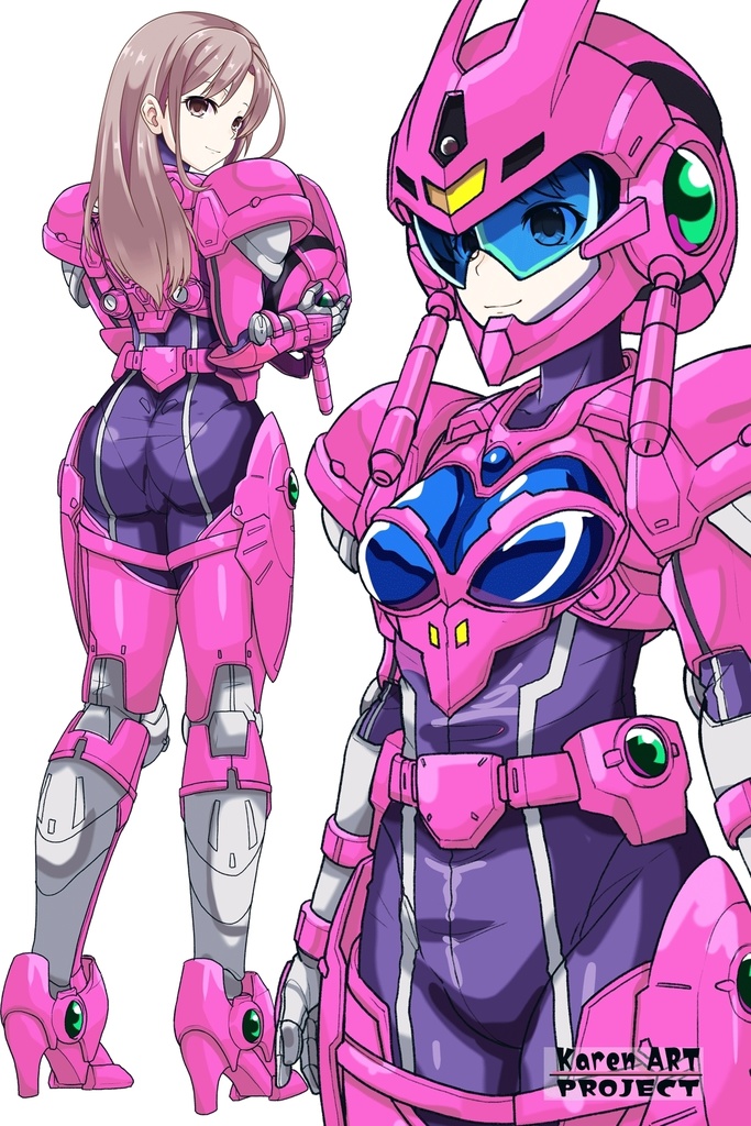 カレンちゃん+アニス・ファームの装備 カレンオリジナルカラー【超音戦士ボーグマン04】 斜め前アングル Karen is wearing Anice Farm's Powered Suit Karen Original Color【Sonic Soldier Borgman04】Diagonal front angle