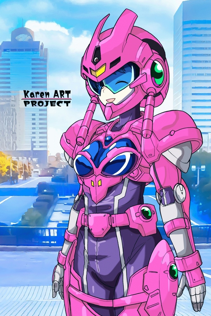 カレンちゃん+アニス・ファームの装備 カレンオリジナルカラー【超音戦士ボーグマン04】 斜め前アングル Karen is wearing Anice Farm's Powered Suit Karen Original Color【Sonic Soldier Borgman04】Diagonal front angle