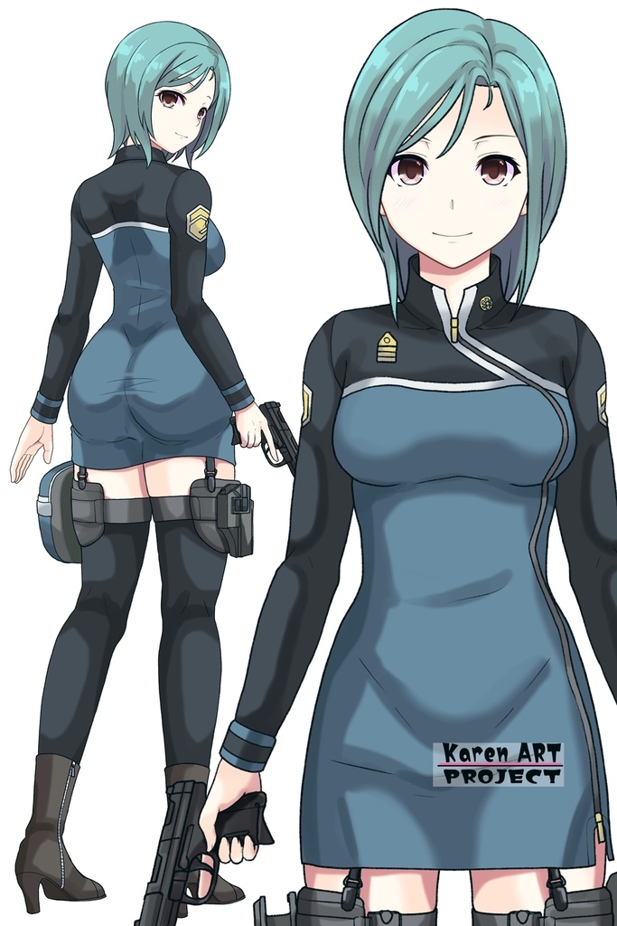 カレンちゃん+エウレカのA.C.I.D.制服【交響詩篇エウレカセブン01】正面アングル Karen is wearing EUREKA's A.C.I.D. Uniform【EUREKA SEVEN HI-EVOLUTION01】Front Angle