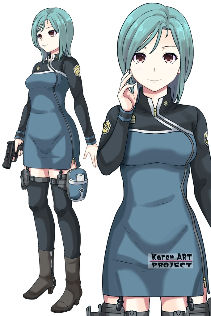 カレンちゃん+エウレカのA.C.I.D.制服【交響詩篇エウレカセブン01】正面アングル Karen is wearing EUREKA's A.C.I.D. Uniform【EUREKA SEVEN HI-EVOLUTION01】Front Angle