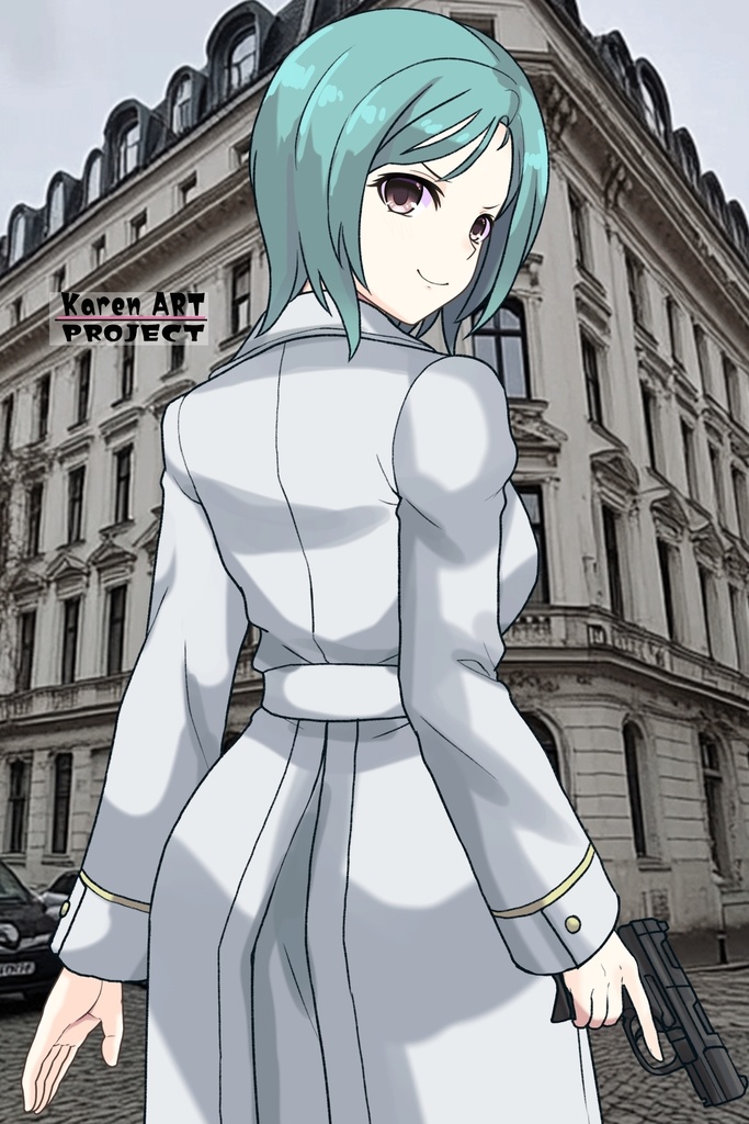 カレンちゃん+エウレカのA.C.I.D.制服【交響詩篇エウレカセブン03】背面アングル Karen is wearing EUREKA's A.C.I.D. Uniform【EUREKA SEVEN HI-EVOLUTION03】Back Angle