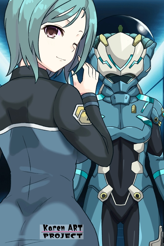 カレンちゃん+エウレカのA.C.I.D.パイロットスーツ(襲撃用)【交響詩篇エウレカセブン04】正面アングル Karen is wearing EUREKA's A.C.I.D. Pilot Suit(For assault)【EUREKA SEVEN HI-EVOLUTION04】Front Angle