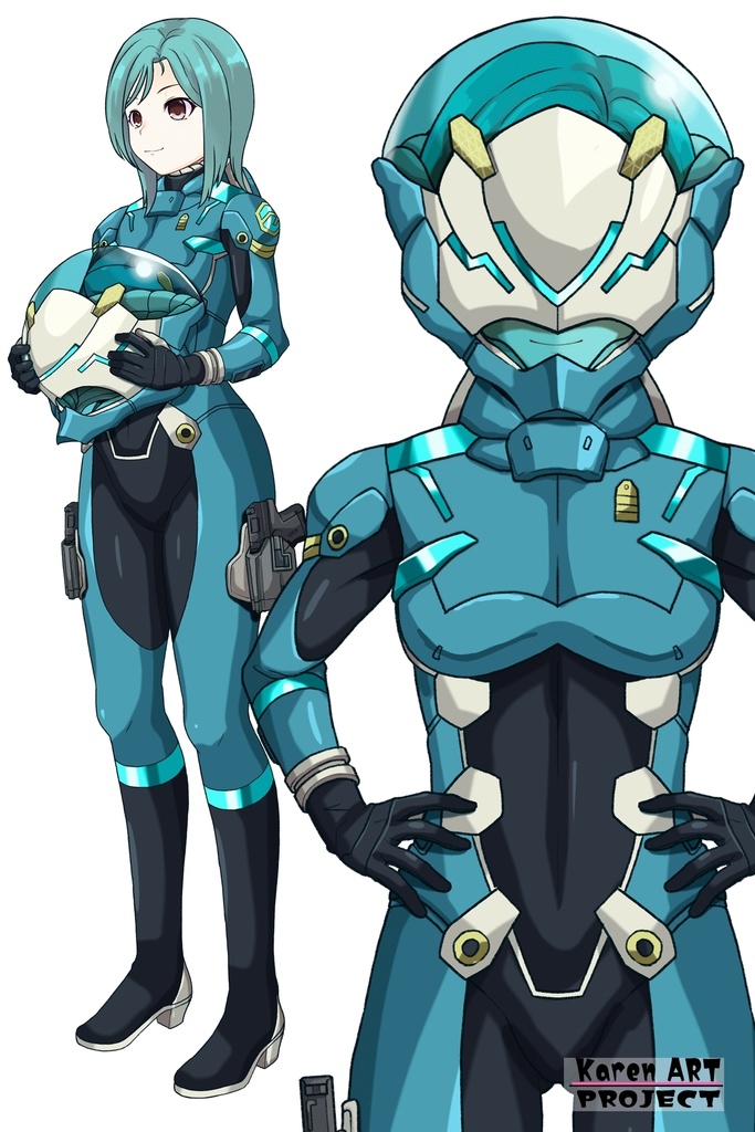 カレンちゃん+エウレカのA.C.I.D.パイロットスーツ(襲撃用)【交響詩篇エウレカセブン04】正面アングル Karen is wearing EUREKA's A.C.I.D. Pilot Suit(For assault)【EUREKA SEVEN HI-EVOLUTION04】Front Angle