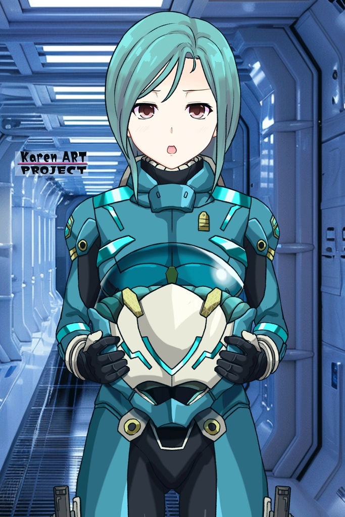 カレンちゃん+エウレカのA.C.I.D.パイロットスーツ(襲撃用)【交響詩篇エウレカセブン04】正面アングル Karen is wearing EUREKA's A.C.I.D. Pilot Suit(For assault)【EUREKA SEVEN HI-EVOLUTION04】Front Angle