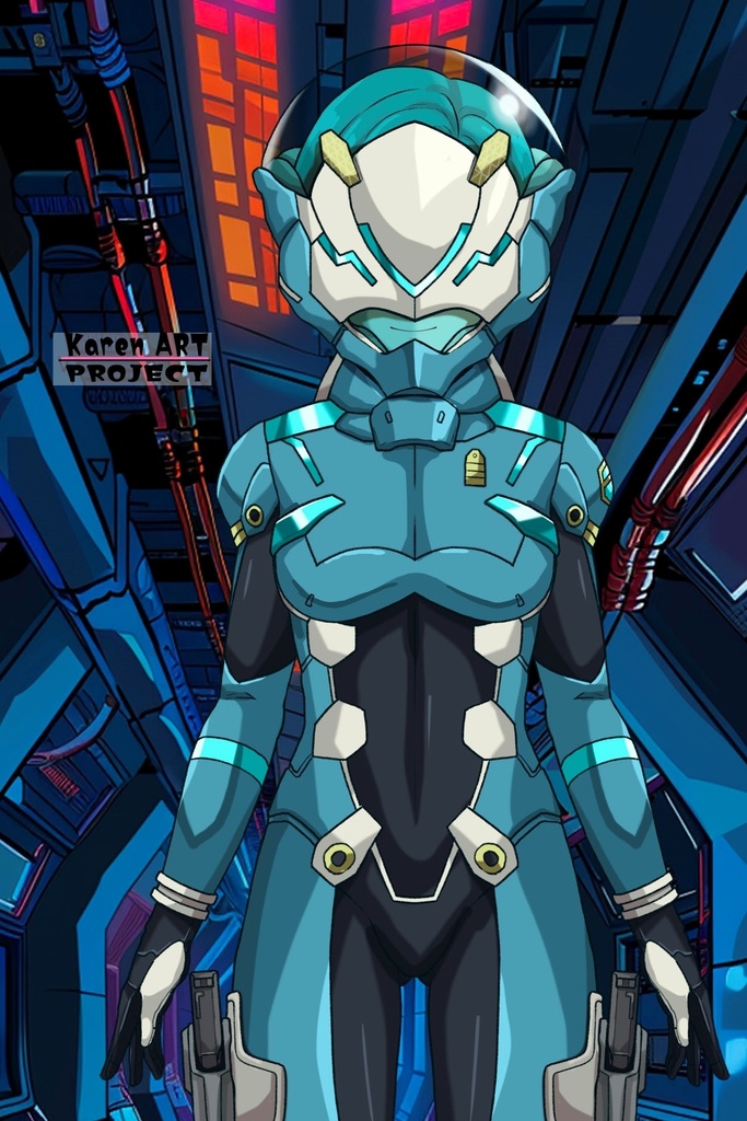 カレンちゃん+エウレカのA.C.I.D.パイロットスーツ(襲撃用)【交響詩篇エウレカセブン04】正面アングル Karen is wearing EUREKA's A.C.I.D. Pilot Suit(For assault)【EUREKA SEVEN HI-EVOLUTION04】Front Angle