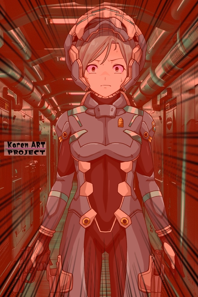 カレンちゃん+エウレカのA.C.I.D.パイロットスーツ(襲撃用)【交響詩篇エウレカセブン04】正面アングル Karen is wearing EUREKA's A.C.I.D. Pilot Suit(For assault)【EUREKA SEVEN HI-EVOLUTION04】Front Angle