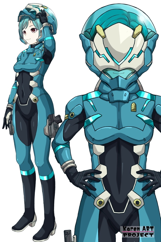 カレンちゃん+エウレカのA.C.I.D.パイロットスーツ(襲撃用)【交響詩篇エウレカセブン04】正面アングル Karen is wearing EUREKA's A.C.I.D. Pilot Suit(For assault)【EUREKA SEVEN HI-EVOLUTION04】Front Angle