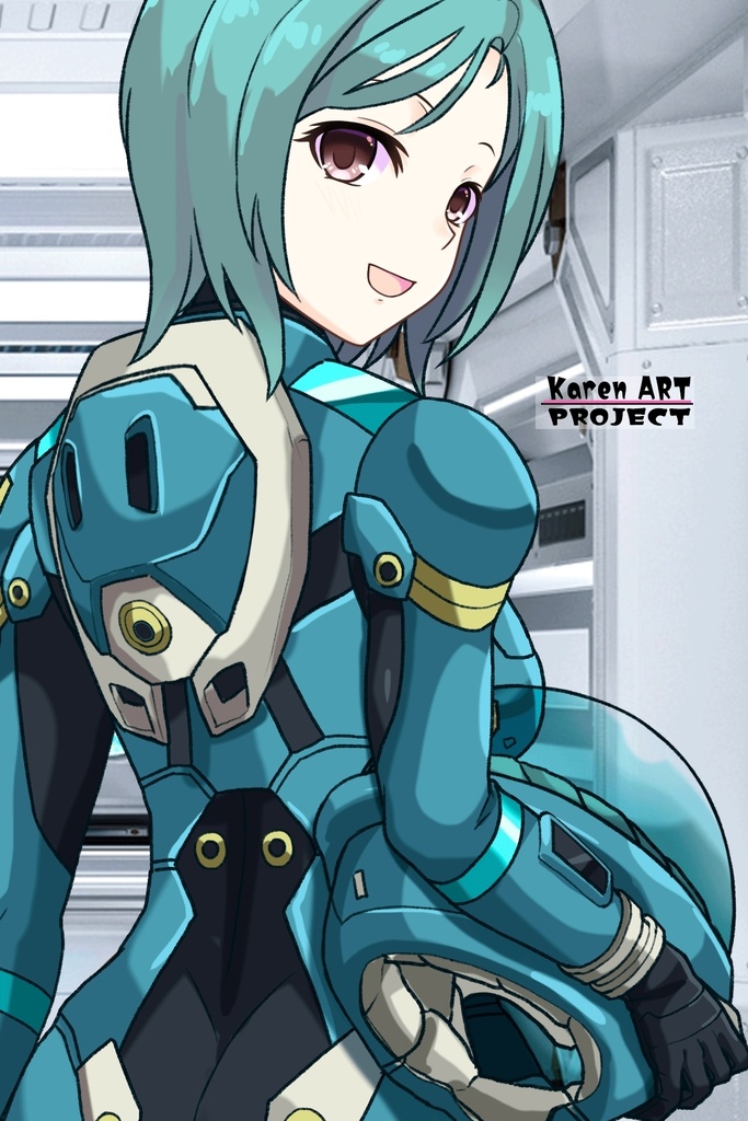 カレンちゃん+エウレカのA.C.I.D.パイロットスーツ(襲撃用)【交響詩篇エウレカセブン06】背面アングル Karen is wearing EUREKA's A.C.I.D. Pilot Suit(For assault)【EUREKA SEVEN HI-EVOLUTION06】Back Angle