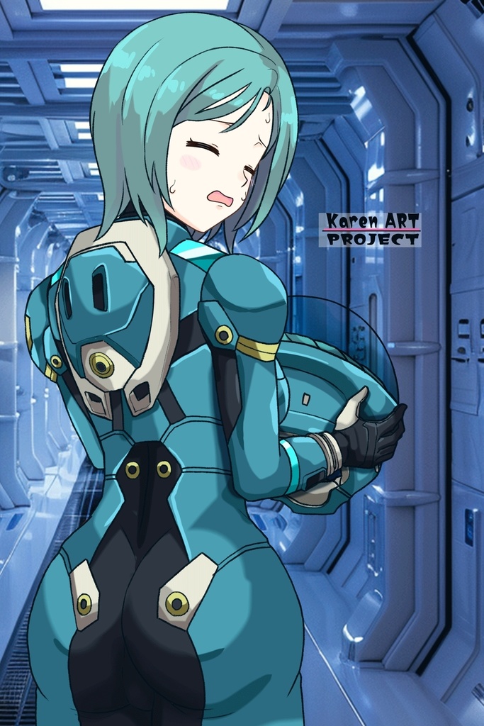 カレンちゃん+エウレカのA.C.I.D.パイロットスーツ(襲撃用)【交響詩篇エウレカセブン06】背面アングル Karen is wearing EUREKA's A.C.I.D. Pilot Suit(For assault)【EUREKA SEVEN HI-EVOLUTION06】Back Angle