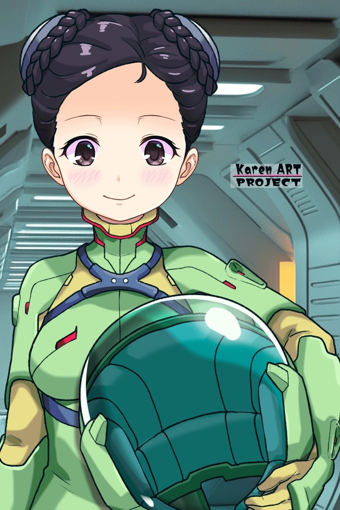 ゆりちゃん+スーパー6のラ・ラ・ランドのA.C.I.D.パイロットスーツ(ラブレス搭乗用)【交響詩篇エウレカセブン02】正面アングル Yuri is wearing a member of Super6,La La Land's A.C.I.D. Pilot Suit【EUREKA SEVEN HI-EVOLUTION02】Front Angle