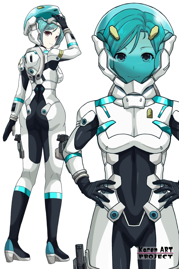 カレンちゃん+エウレカのA.C.I.D.パイロットスーツ(Normal)【交響詩篇エウレカセブン07】正面アングル Karen is wearing EUREKA's A.C.I.D. Pilot Suit(Normal)【EUREKA SEVEN HI-EVOLUTION07】Front Angle