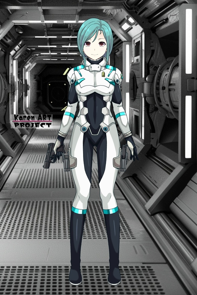 カレンちゃん+エウレカのA.C.I.D.パイロットスーツ(Normal)【交響詩篇エウレカセブン07】正面アングル Karen is wearing EUREKA's A.C.I.D. Pilot Suit(Normal)【EUREKA SEVEN HI-EVOLUTION07】Front Angle