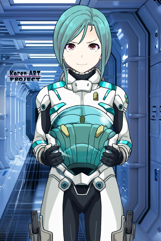 カレンちゃん+エウレカのA.C.I.D.パイロットスーツ(Normal)【交響詩篇エウレカセブン07】正面アングル Karen is wearing EUREKA's A.C.I.D. Pilot Suit(Normal)【EUREKA SEVEN HI-EVOLUTION07】Front Angle