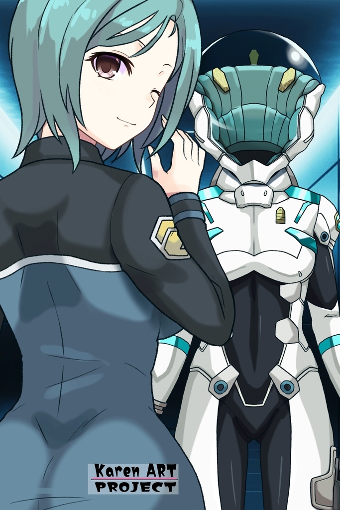 カレンちゃん+エウレカのA.C.I.D.パイロットスーツ(Normal)【交響詩篇エウレカセブン07】正面アングル Karen is wearing EUREKA's A.C.I.D. Pilot Suit(Normal)【EUREKA SEVEN HI-EVOLUTION07】Front Angle