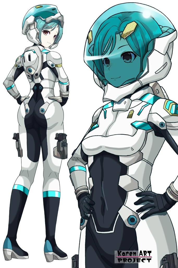 カレンちゃん+エウレカのA.C.I.D.パイロットスーツ(Normal)【交響詩篇エウレカセブン08】斜め前アングル Karen is wearing EUREKA's A.C.I.D. Pilot Suit(Normal)【EUREKA SEVEN HI-EVOLUTION08】Diagonal front angle