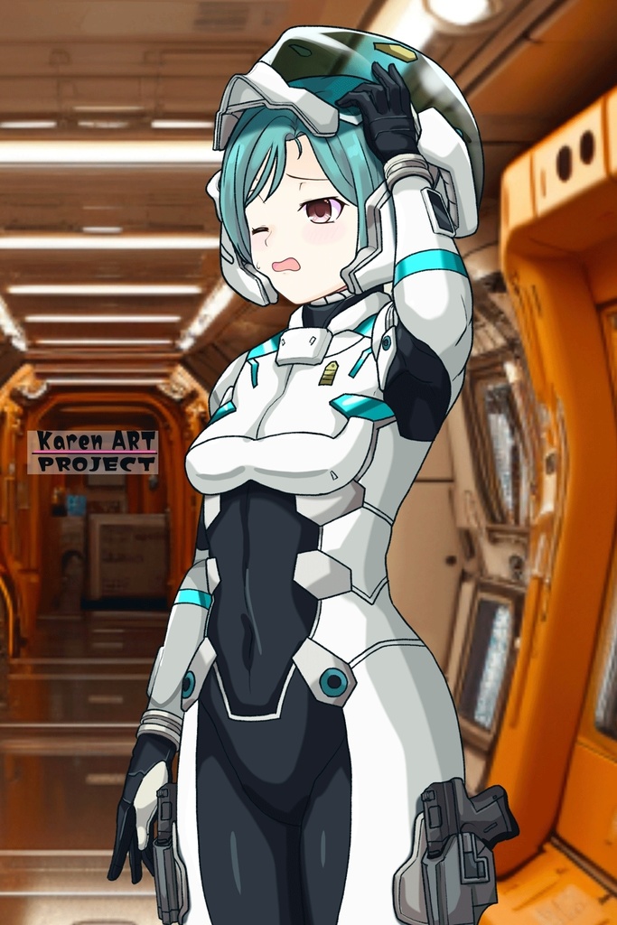 カレンちゃん+エウレカのA.C.I.D.パイロットスーツ(Normal)【交響詩篇エウレカセブン08】斜め前アングル Karen is wearing EUREKA's A.C.I.D. Pilot Suit(Normal)【EUREKA SEVEN HI-EVOLUTION08】Diagonal front angle