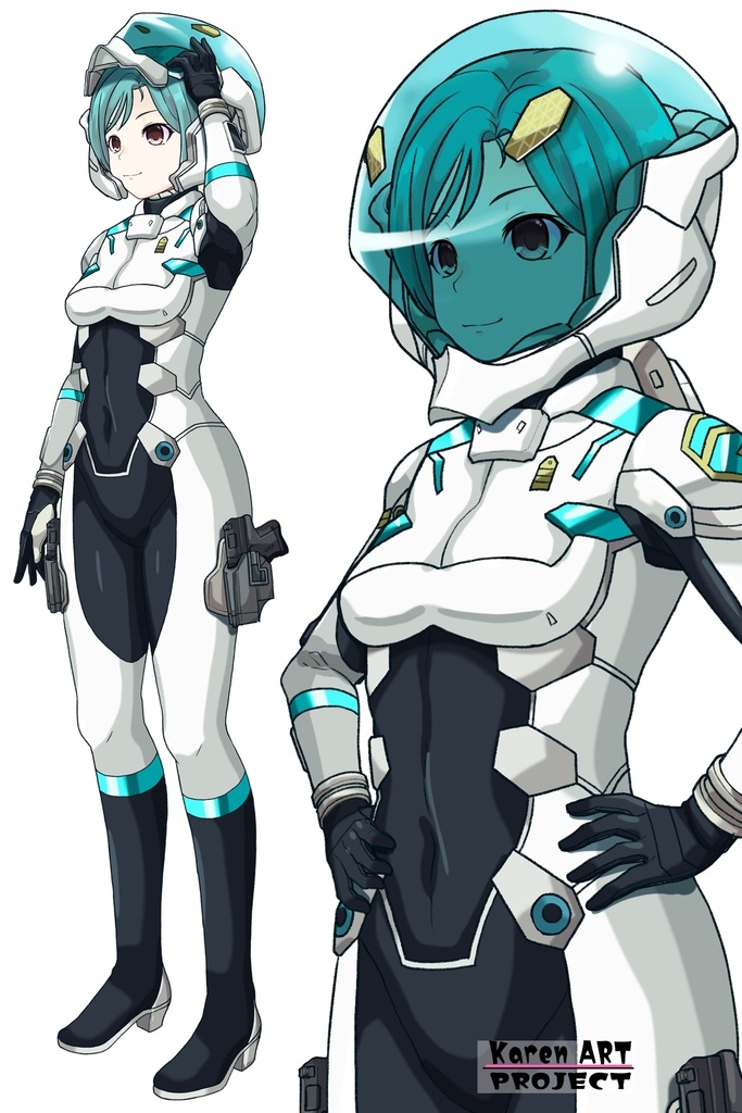 カレンちゃん+エウレカのA.C.I.D.パイロットスーツ(Normal)【交響詩篇エウレカセブン08】斜め前アングル Karen is wearing EUREKA's A.C.I.D. Pilot Suit(Normal)【EUREKA SEVEN HI-EVOLUTION08】Diagonal front angle