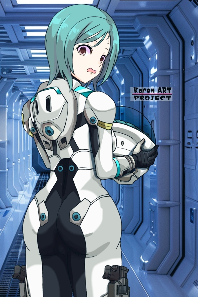 カレンちゃん+エウレカのA.C.I.D.パイロットスーツ(Normal)【交響詩篇エウレカセブン09】背面アングル Karen is wearing EUREKA's A.C.I.D. Pilot Suit(Normal)【EUREKA SEVEN HI-EVOLUTION09】Back Angle